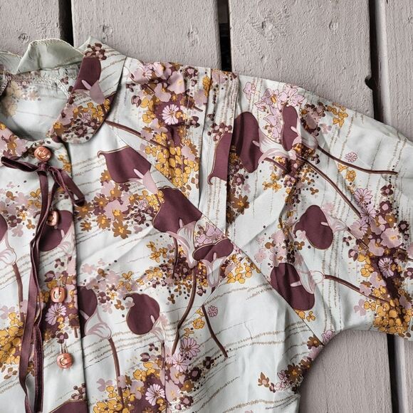 Women's Vintage Floral Print 3/4 Sleeve A-Line Dress Retro Mod Kitsch - Picture 6 of 10